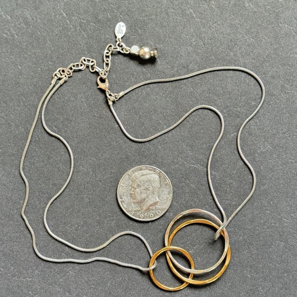 VINTAGE HANDMADE BAER SF Necklace Two-Tone Metals Modern 16"-19" - Picture 4 of 7